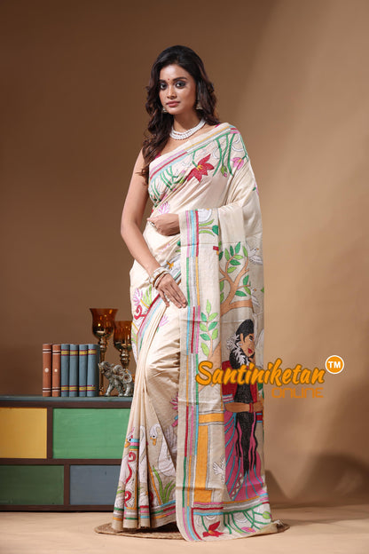 Pure Gachi Tussar Kantha Stitch Saree SN2631269