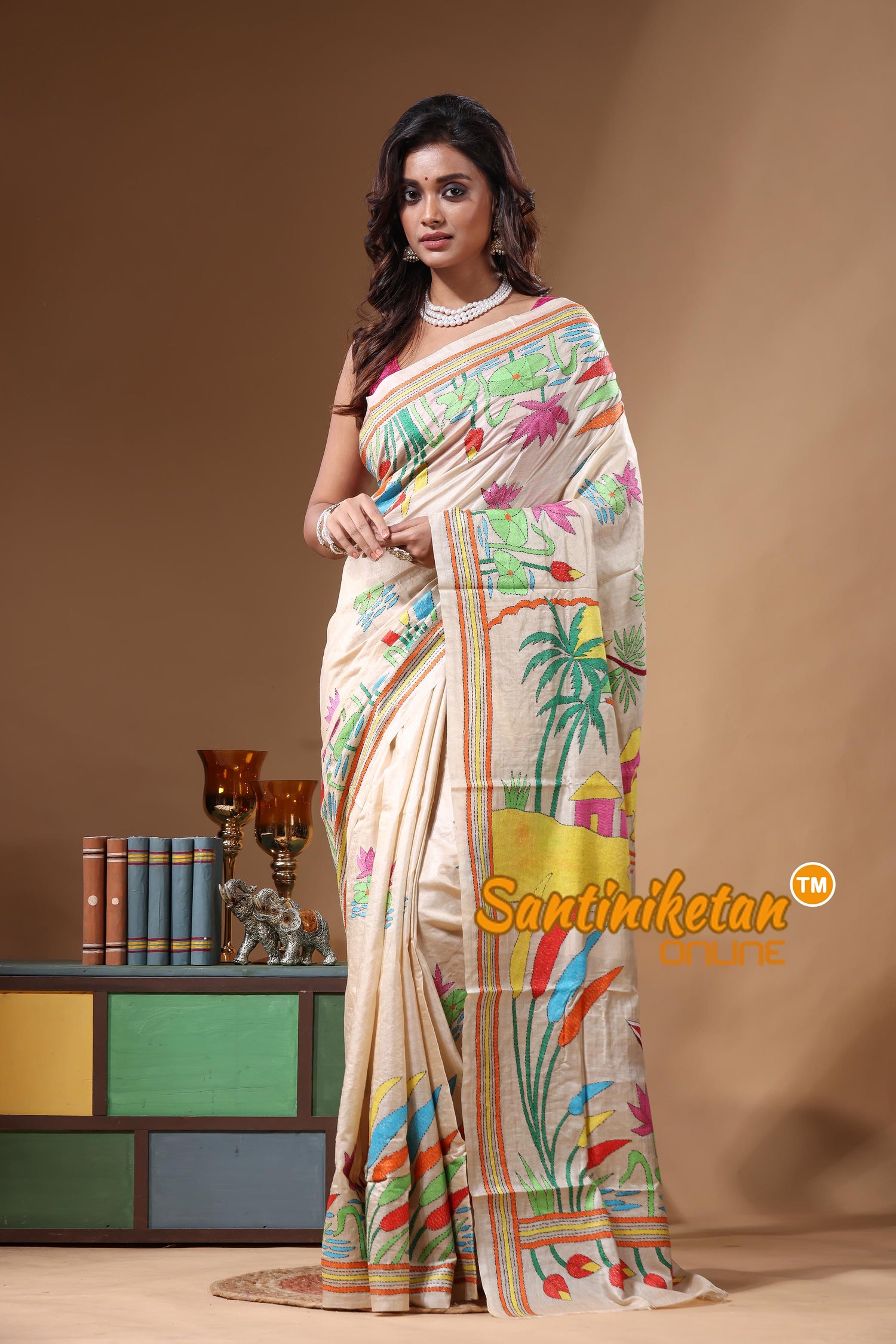 Pure Gachi Tussar Kantha Stitch Saree SN2631280