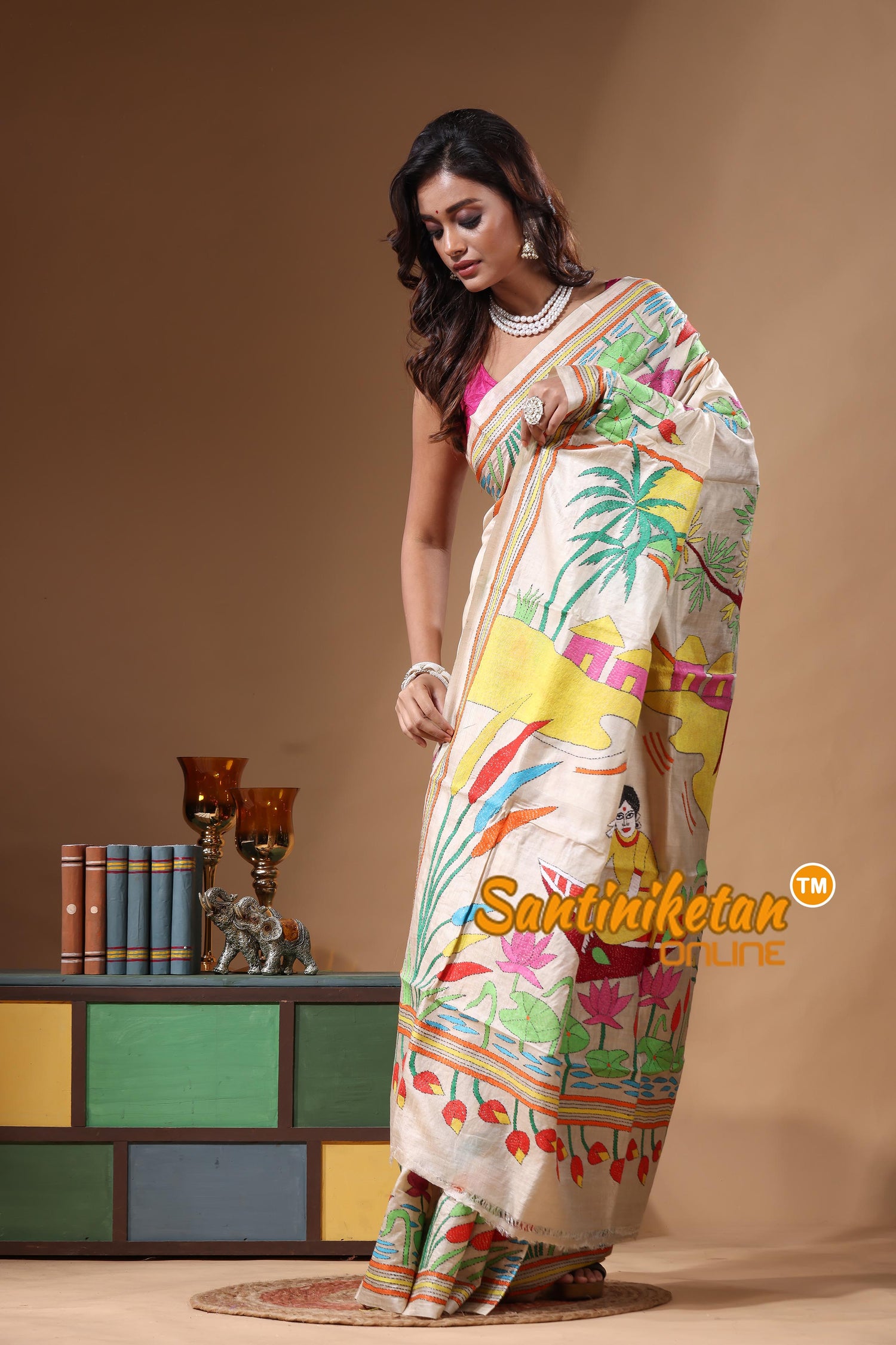 Pure Gachi Tussar Kantha Stitch Saree SN2631280