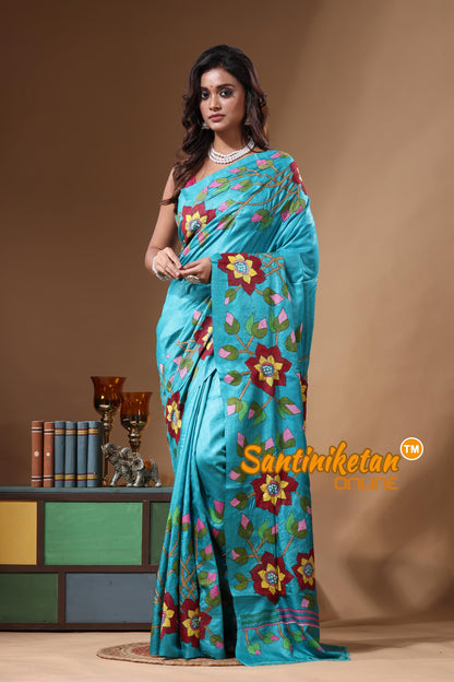 Dye Pure Gachi Tussar Kantha Stitch Saree SN2631292