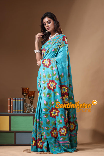 Dye Pure Gachi Tussar Kantha Stitch Saree SN2631292