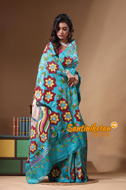 Dye Pure Gachi Tussar Kantha Stitch Saree SN2631292