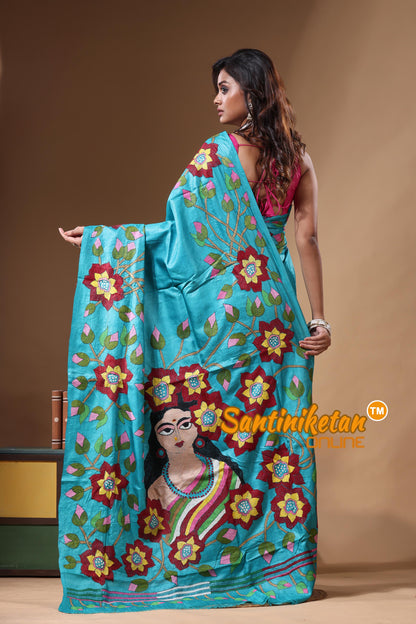 Dye Pure Gachi Tussar Kantha Stitch Saree SN2631292