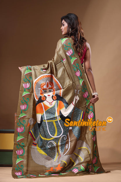 Dye Pure Gachi Tussar Kantha Stitch Saree SN2631304