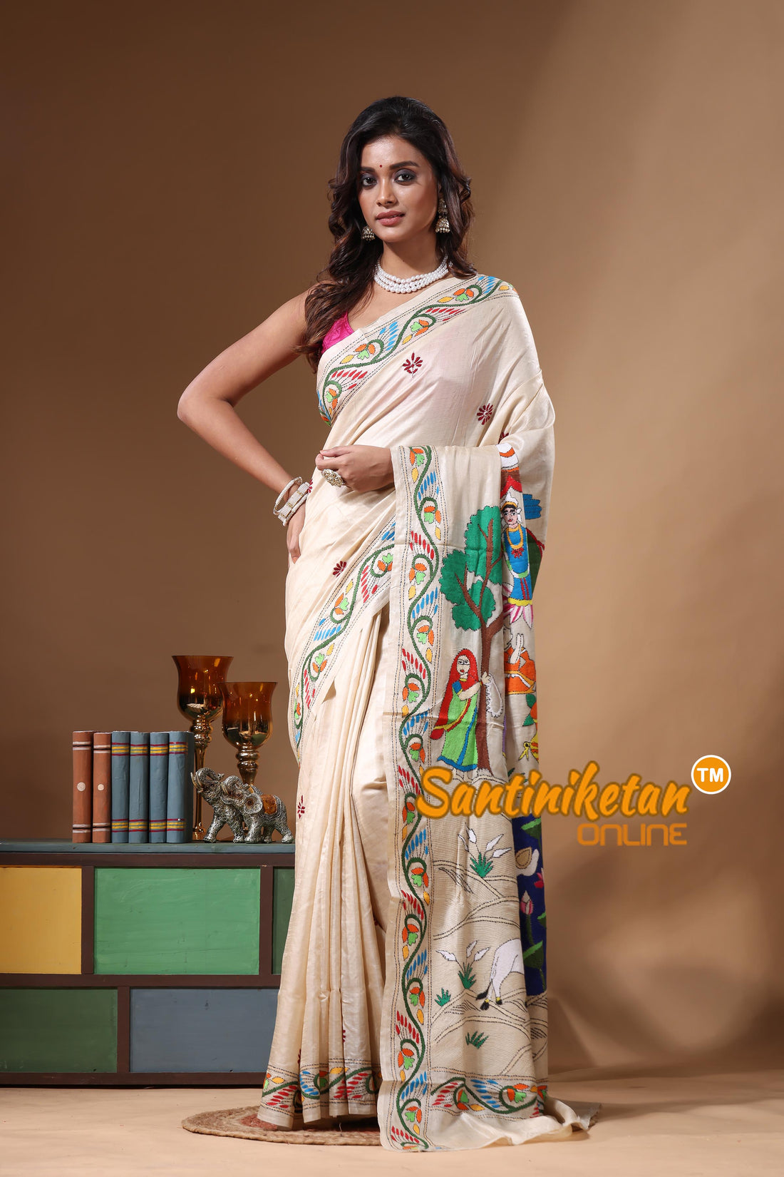 Pure Gachi Tussar Kantha Stitch Saree SN2631310