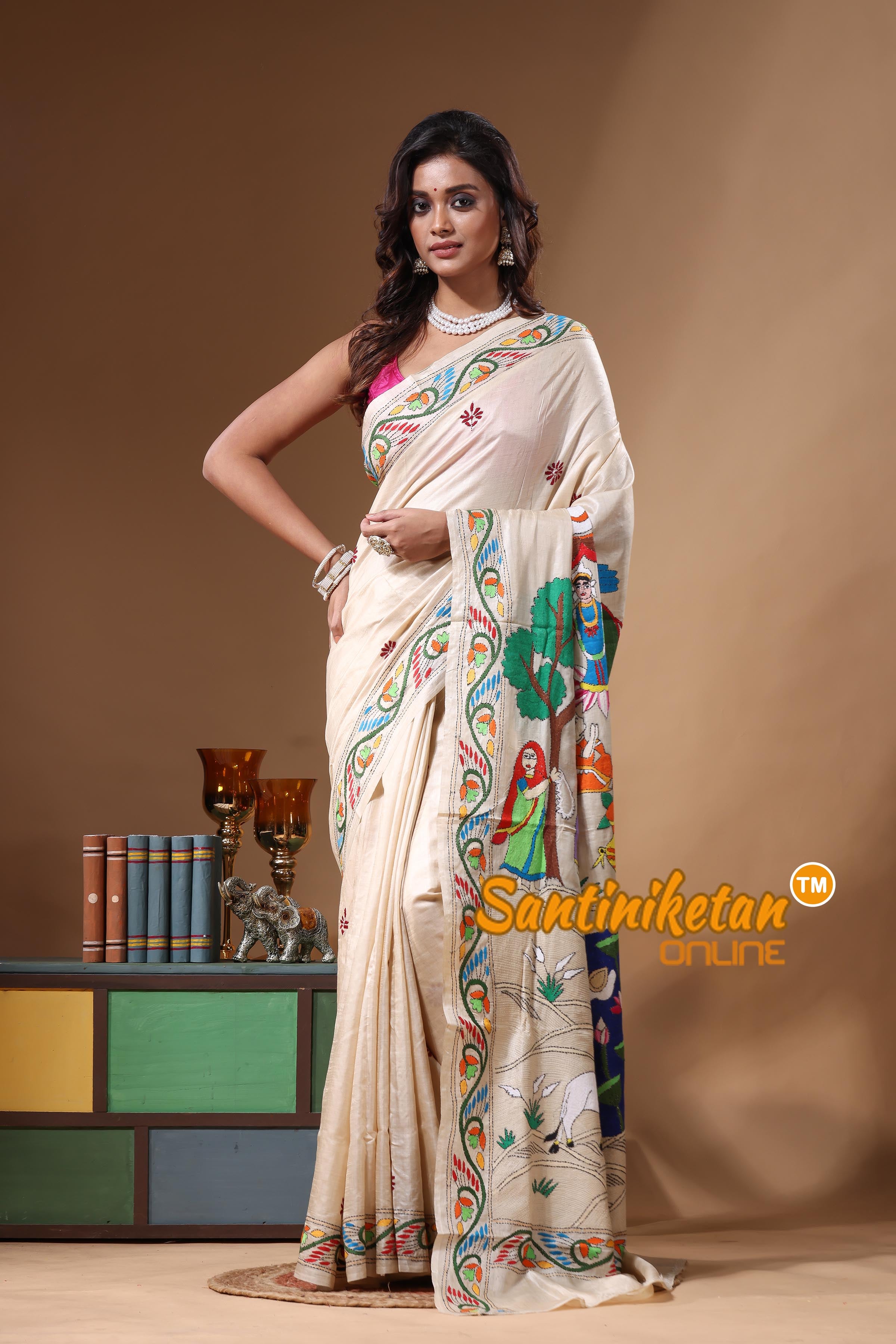 Pure Gachi Tussar Kantha Stitch Saree SN2631310