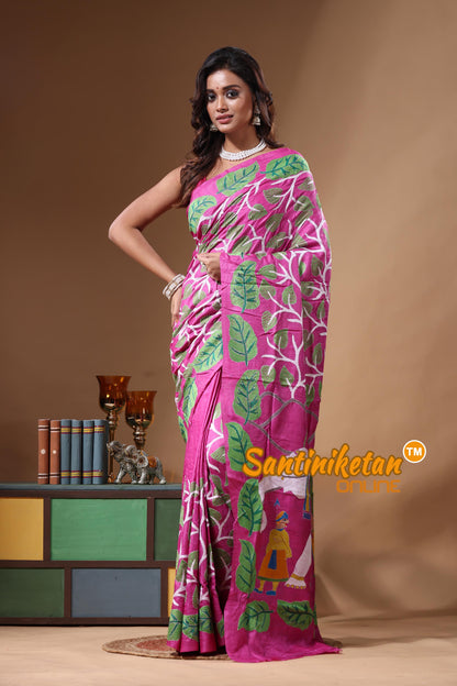 Dye Pure Gachi Tussar Kantha Stitch Saree SN2631316