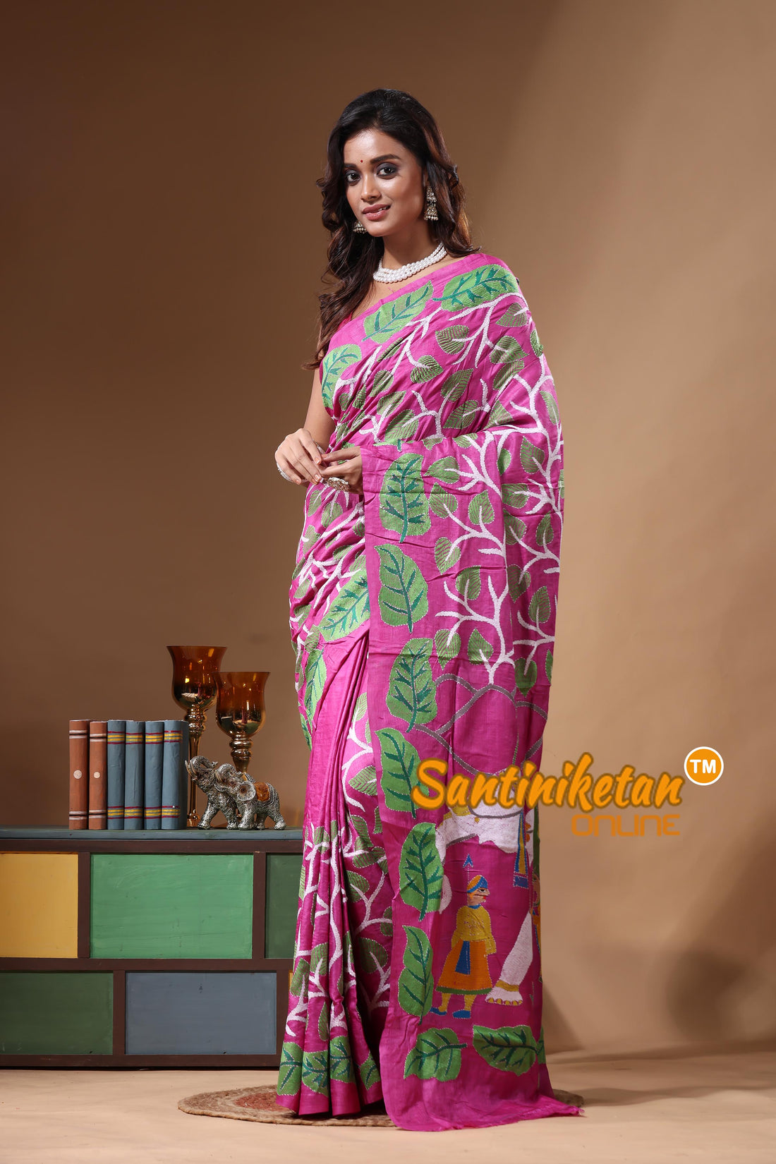 Dye Pure Gachi Tussar Kantha Stitch Saree SN2631316