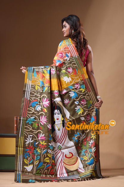 Dye Pure Gachi Tussar Kantha Stitch Saree SN2631322