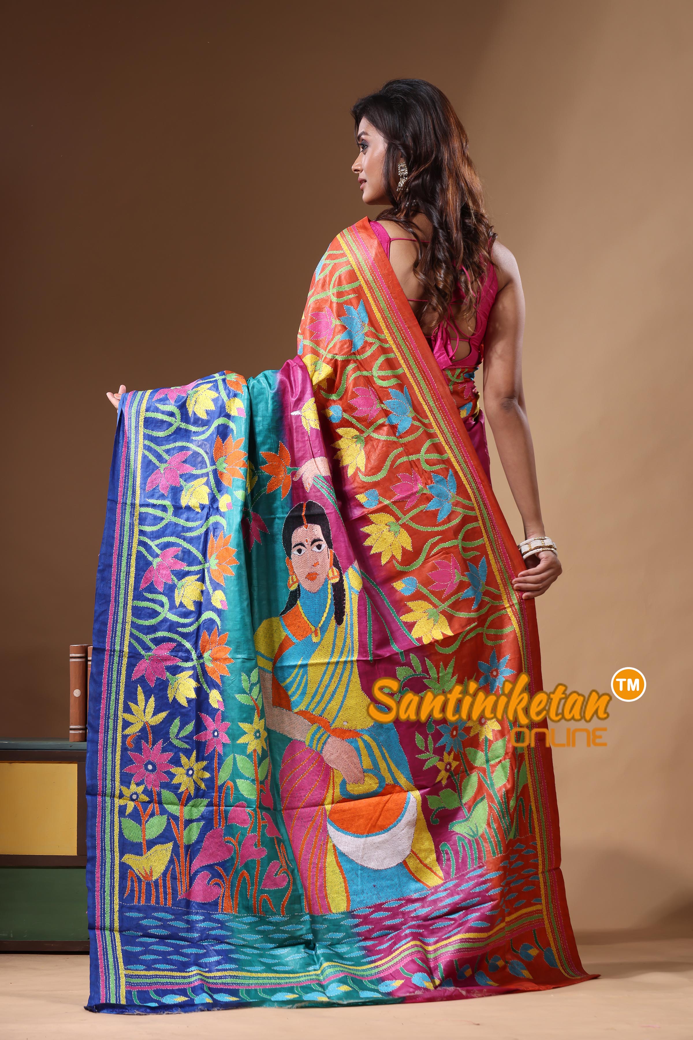 Dye Pure Gachi Tussar Kantha Stitch Saree SN2631328