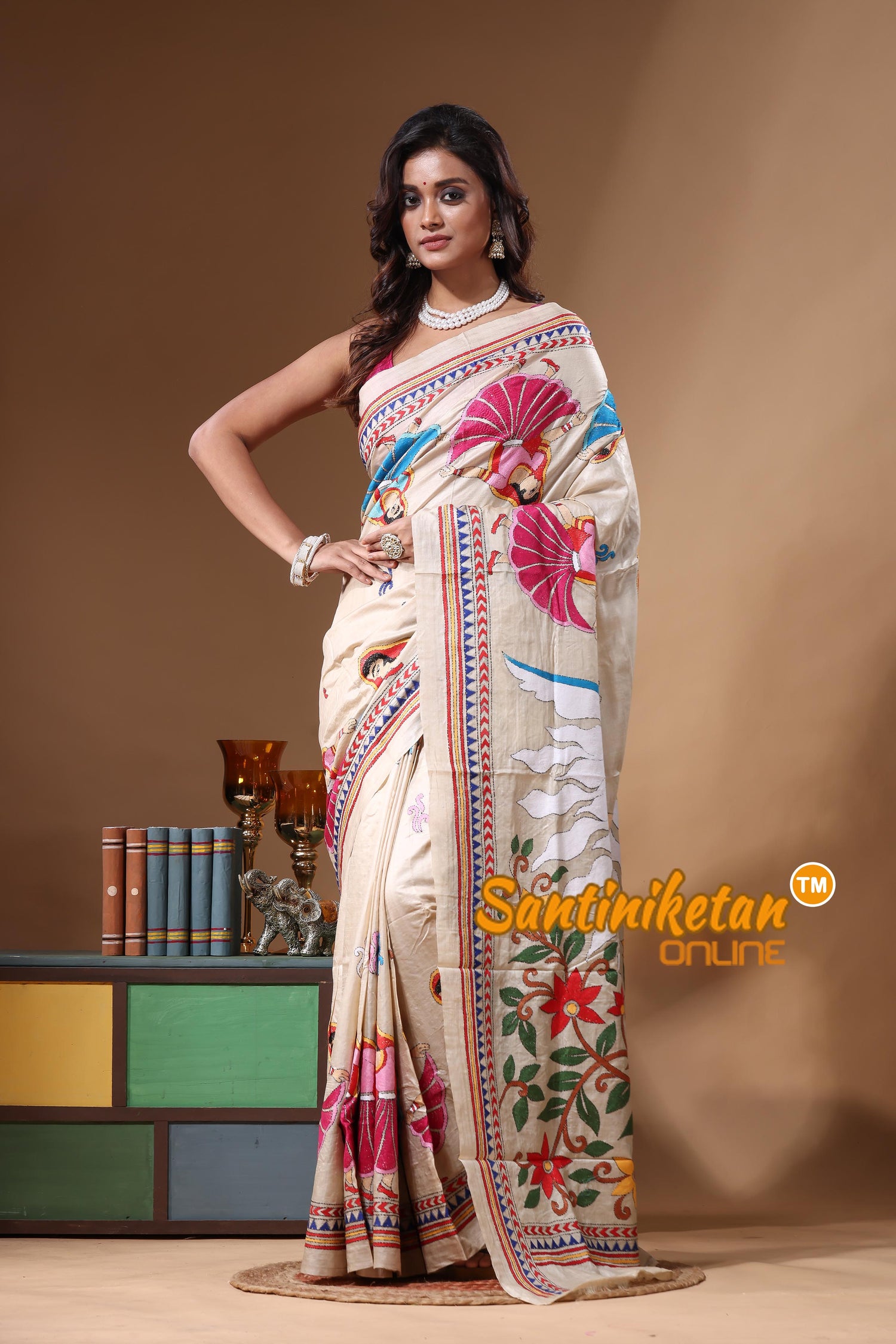 Pure Gachi Tussar Kantha Stitch Saree SN2631346