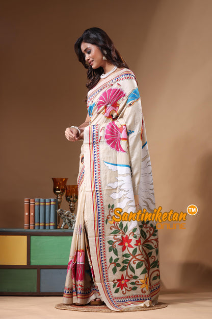 Pure Gachi Tussar Kantha Stitch Saree SN2631346