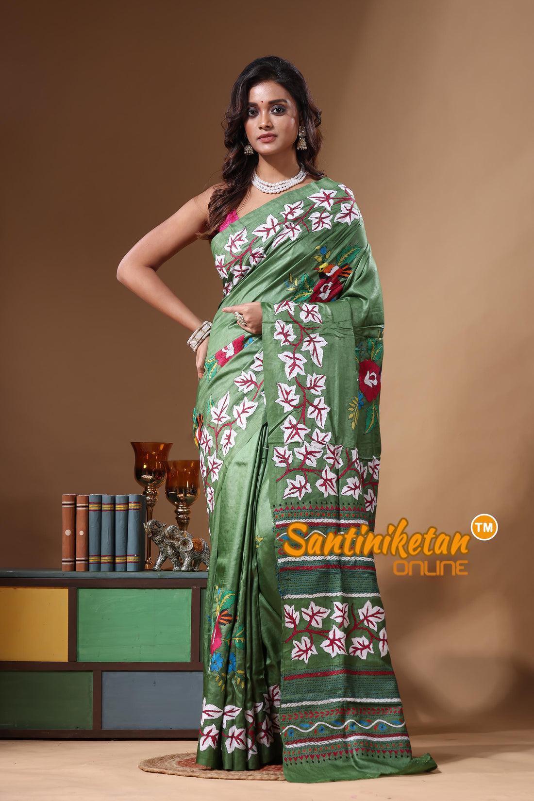 Dye Pure Gachi Tussar Kantha Stitch Saree SN2631352