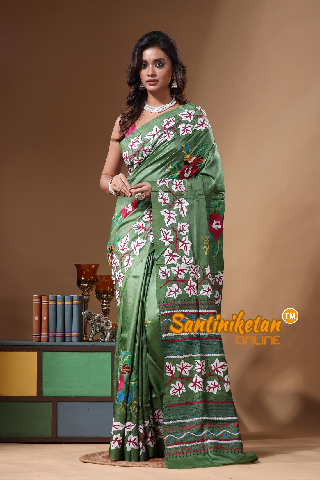 Dye Pure Gachi Tussar Kantha Stitch Saree SN2631352