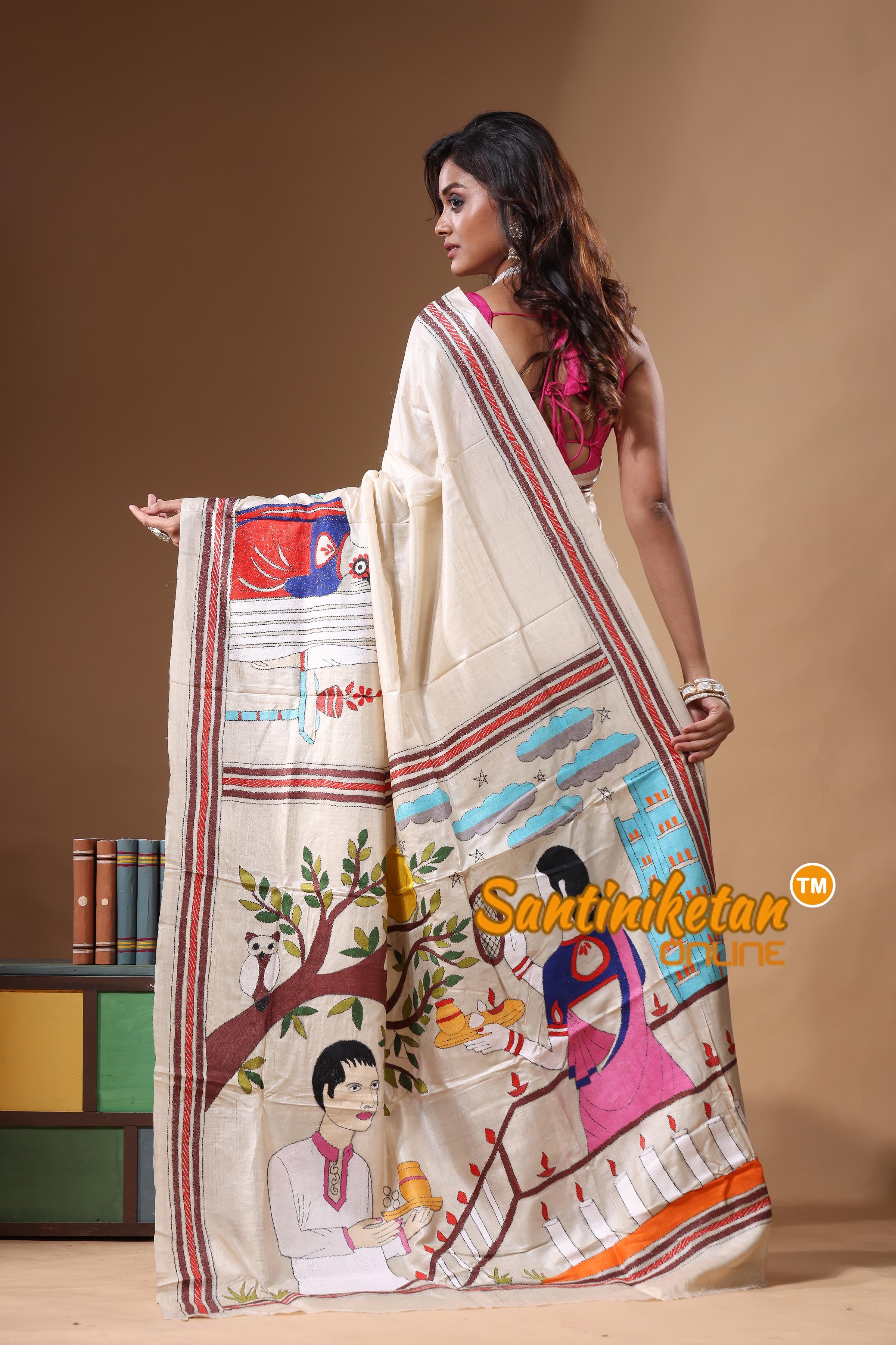Pure Gachi Tussar Kantha Stitch Saree SN2631358