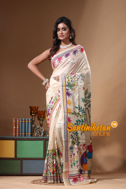 Pure Gachi Tussar Kantha Stitch Saree SN2631364