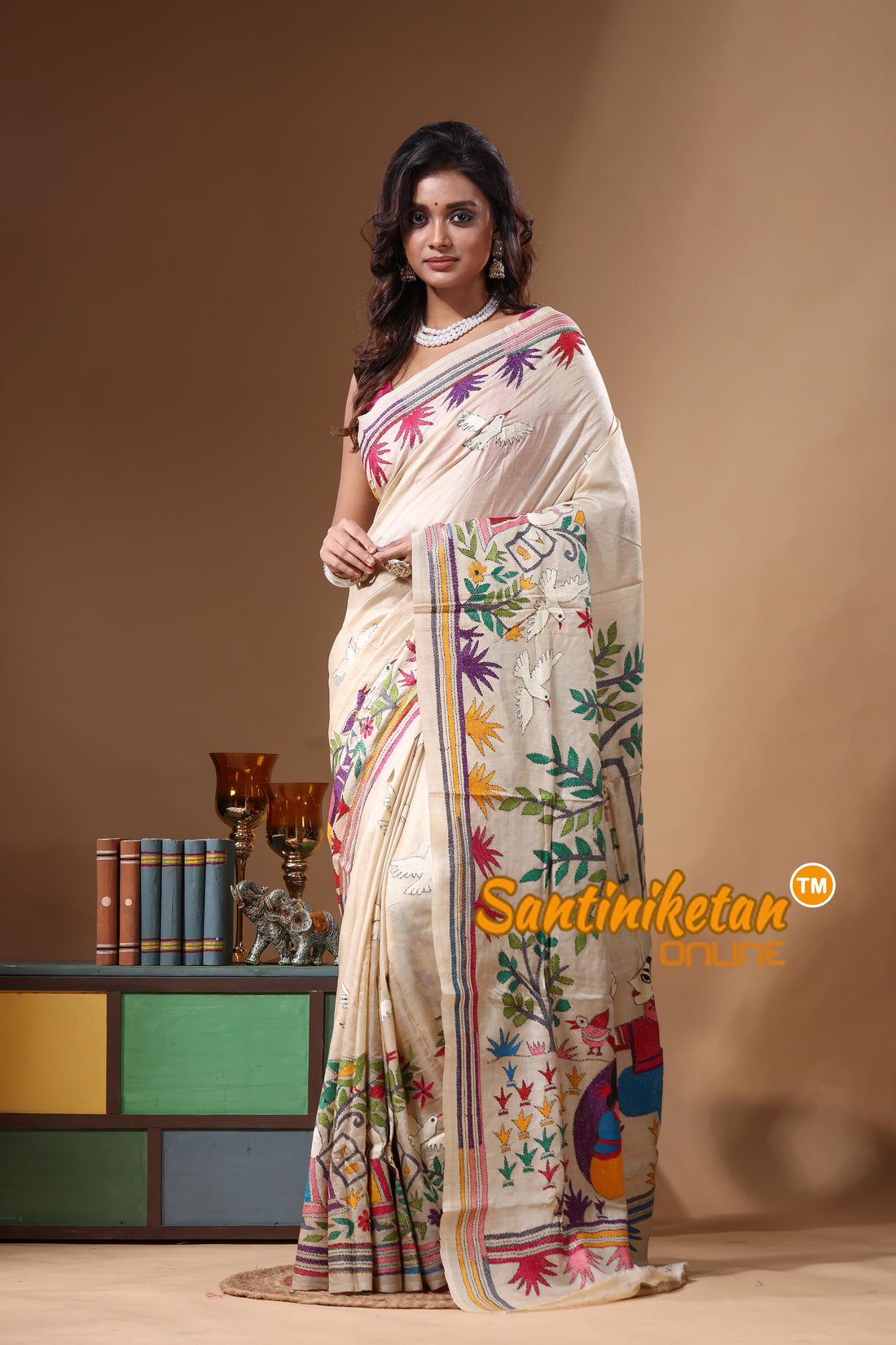Pure Gachi Tussar Kantha Stitch Saree SN2631364