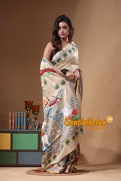 Pure Gachi Tussar Kantha Stitch Saree SN2631370