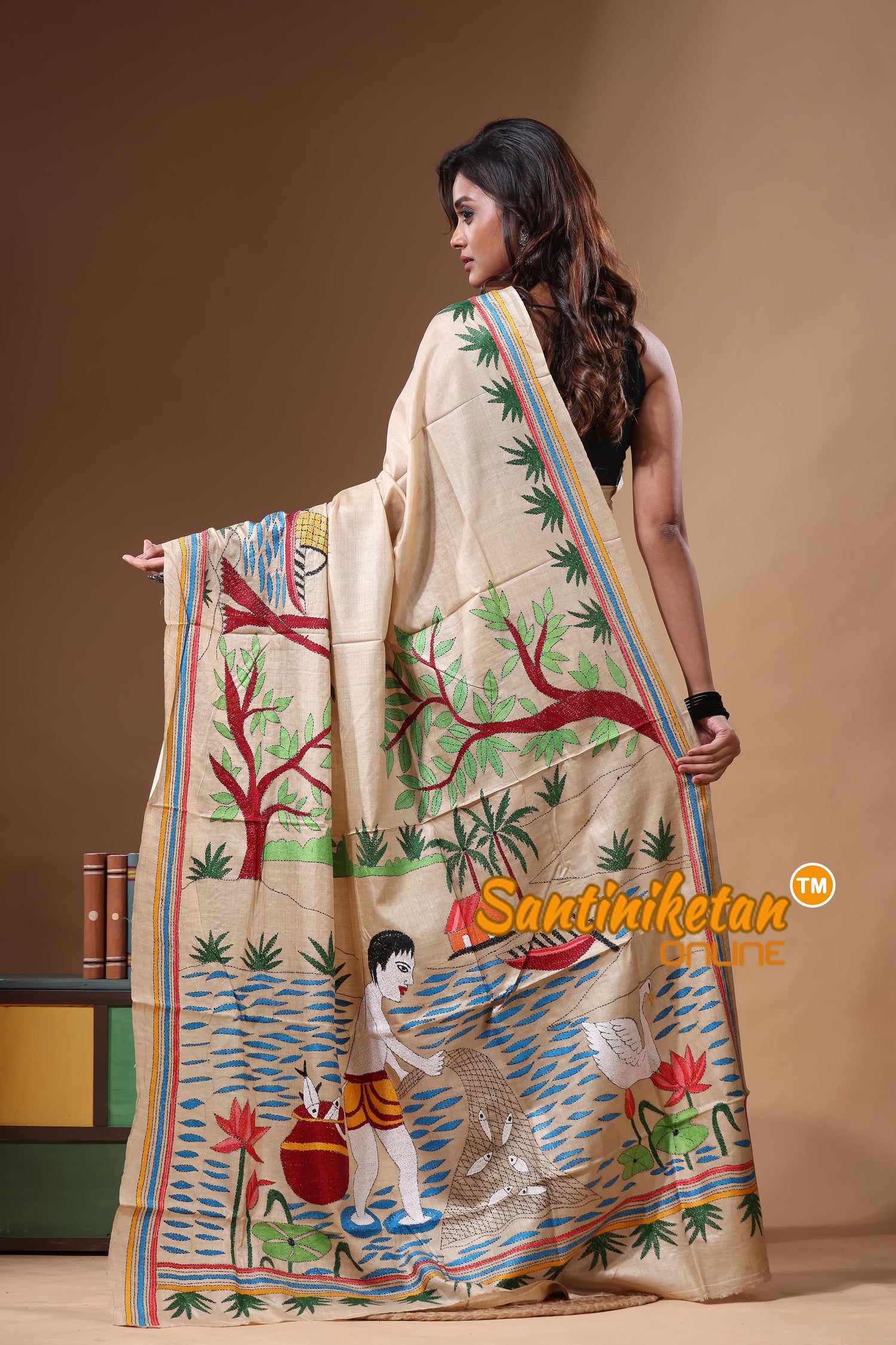 Pure Gachi Tussar Kantha Stitch Saree SN2631370