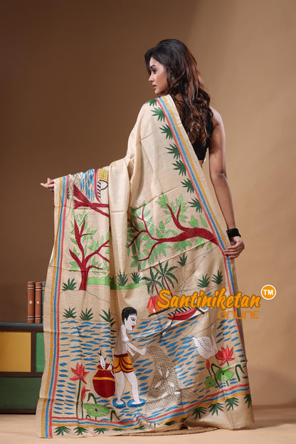 Pure Gachi Tussar Kantha Stitch Saree SN2631370