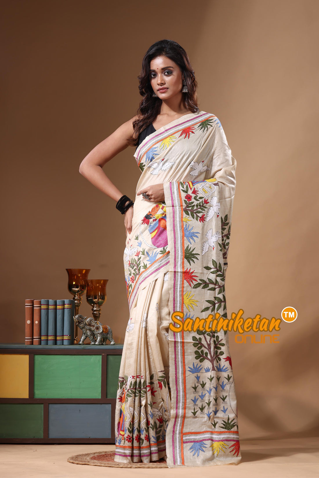 Pure Gachi Tussar Kantha Stitch Saree SN2631376
