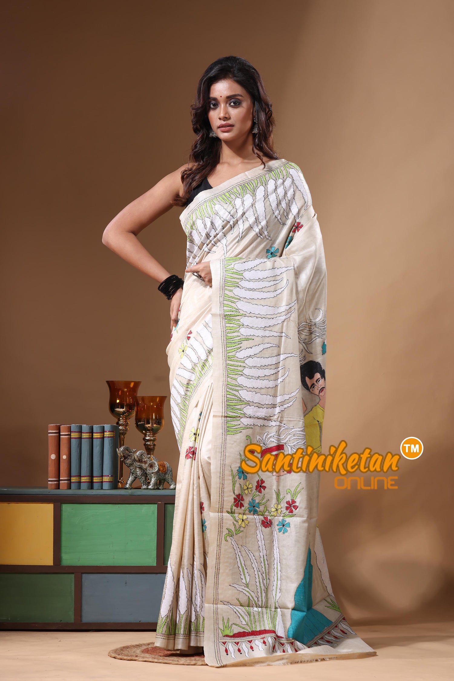 Pure Gachi Tussar Kantha Stitch Saree SN2631382