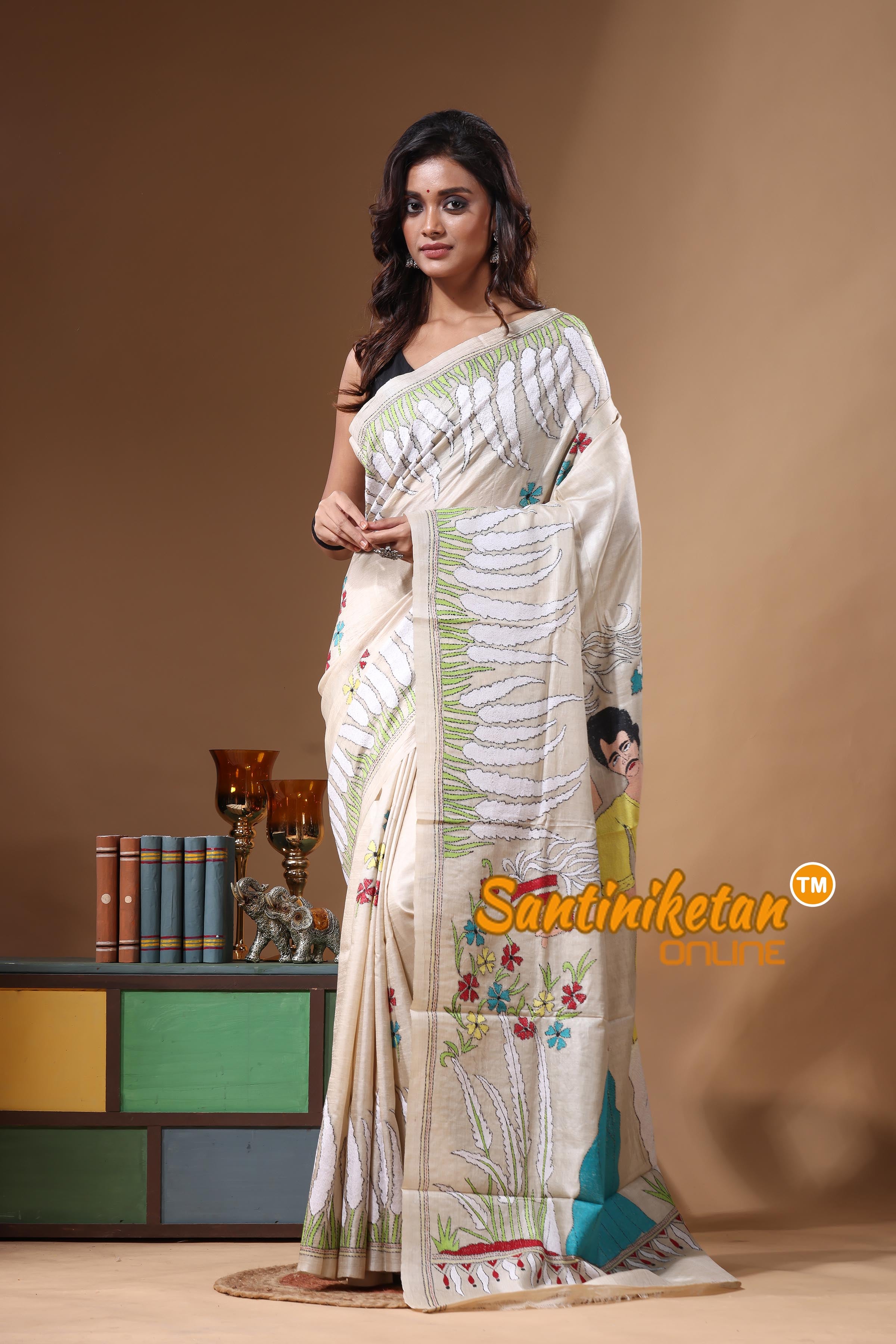 Pure Gachi Tussar Kantha Stitch Saree SN2631382