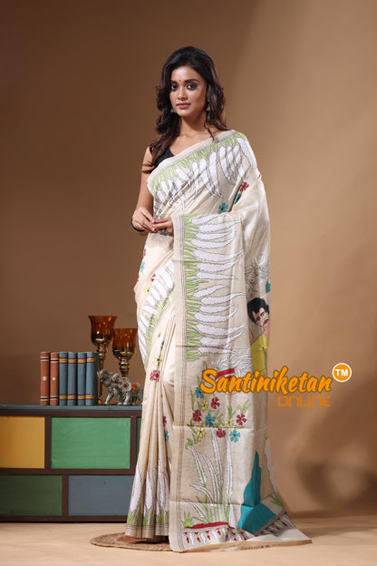 Pure Gachi Tussar Kantha Stitch Saree SN2631382