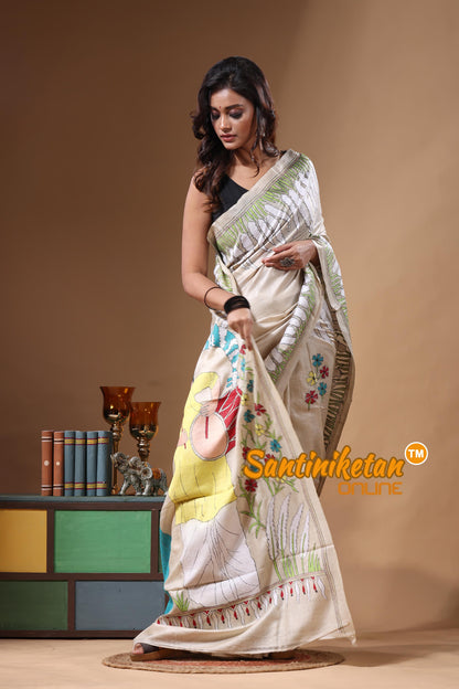 Pure Gachi Tussar Kantha Stitch Saree SN2631382