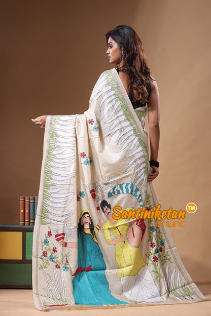 Pure Gachi Tussar Kantha Stitch Saree SN2631382