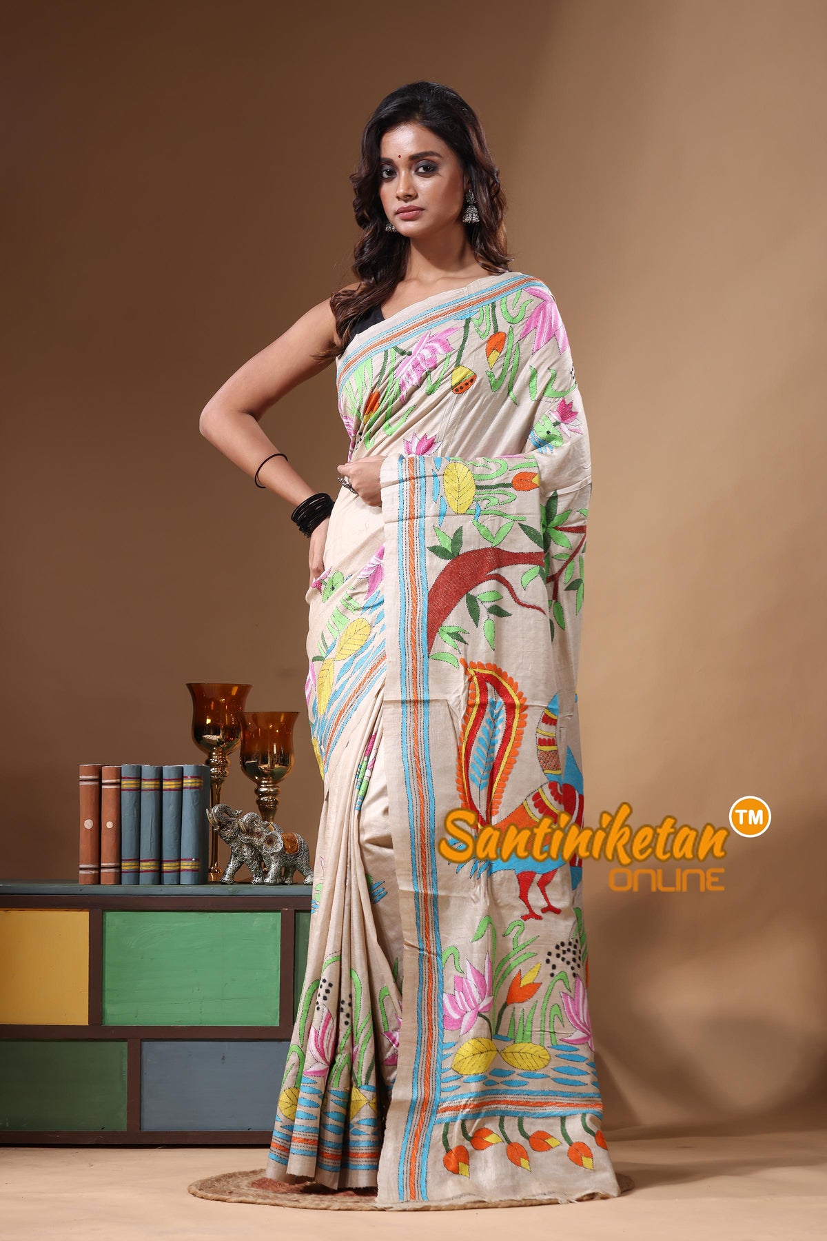 Pure Gachi Tussar Kantha Stitch Saree SN2631394