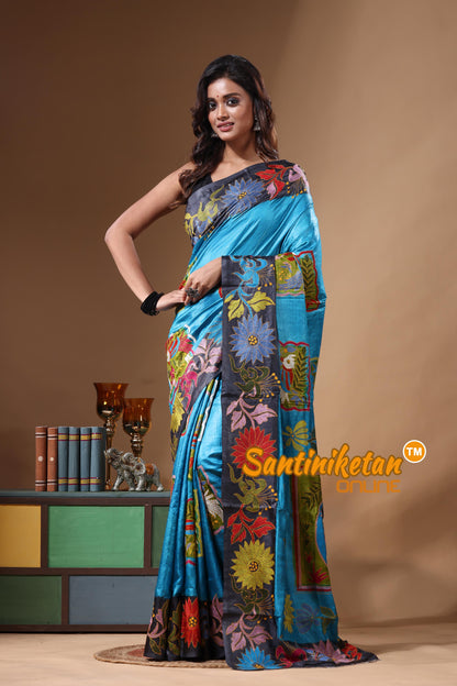 Dye Pure Gachi Tussar Kantha Stitch Saree SN2631400