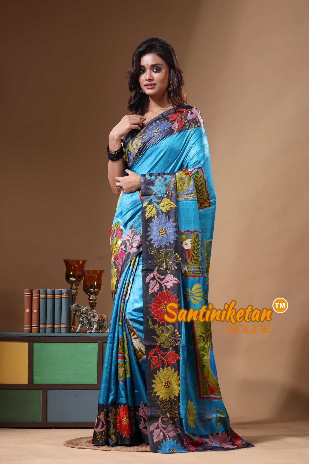 Dye Pure Gachi Tussar Kantha Stitch Saree SN2631400