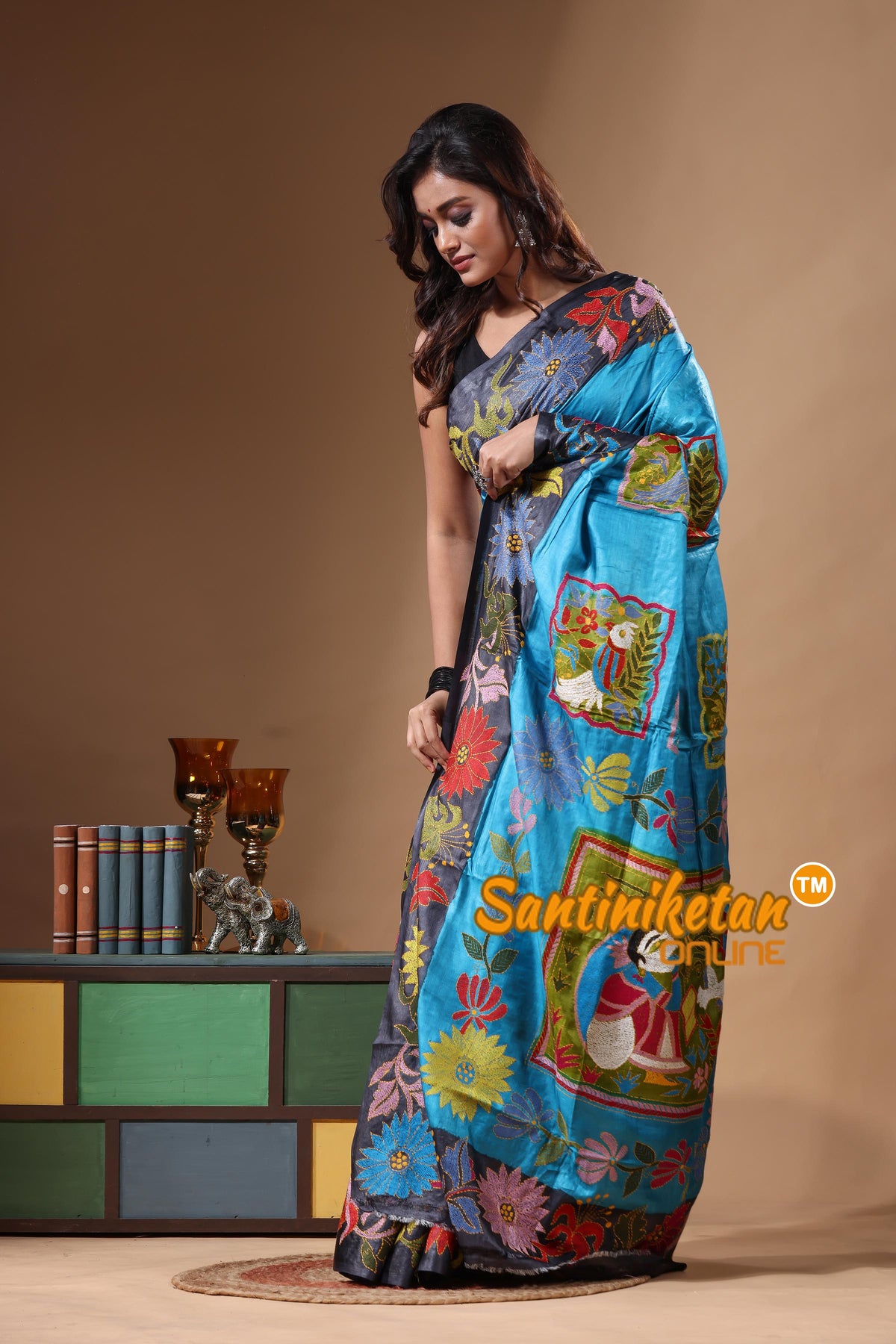 Dye Pure Gachi Tussar Kantha Stitch Saree SN2631400
