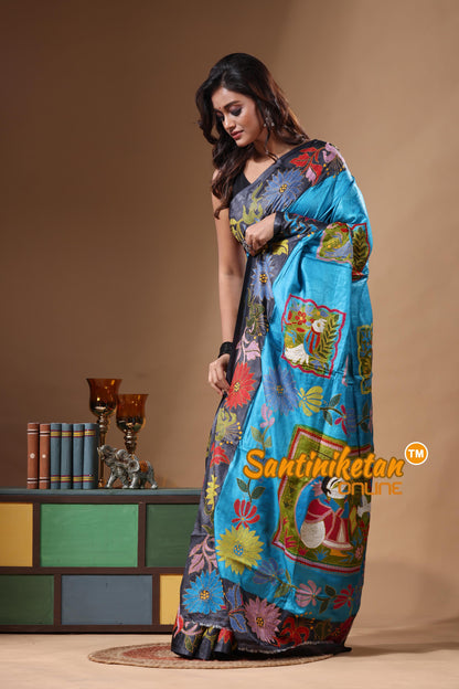 Dye Pure Gachi Tussar Kantha Stitch Saree SN2631400