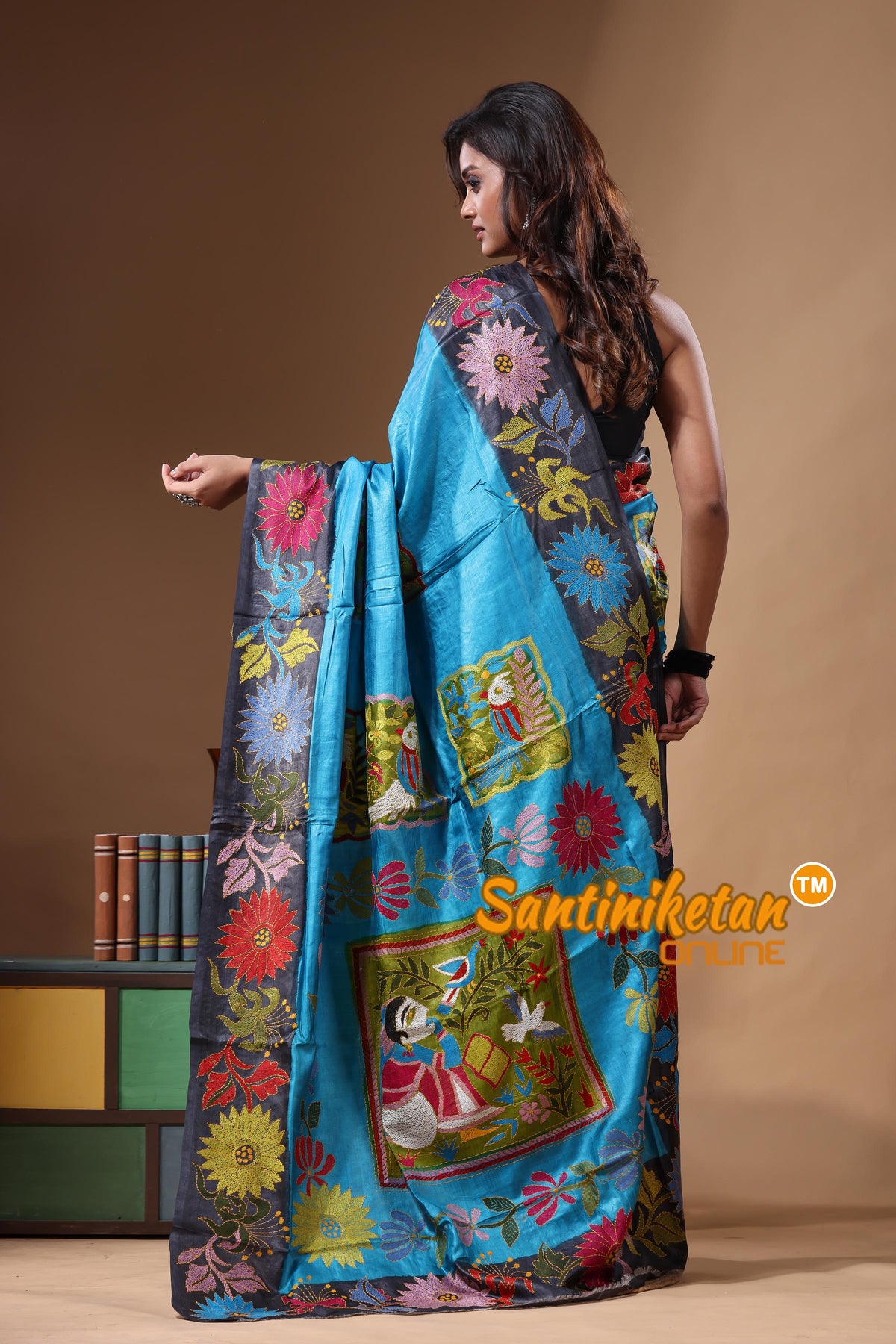 Dye Pure Gachi Tussar Kantha Stitch Saree SN2631400