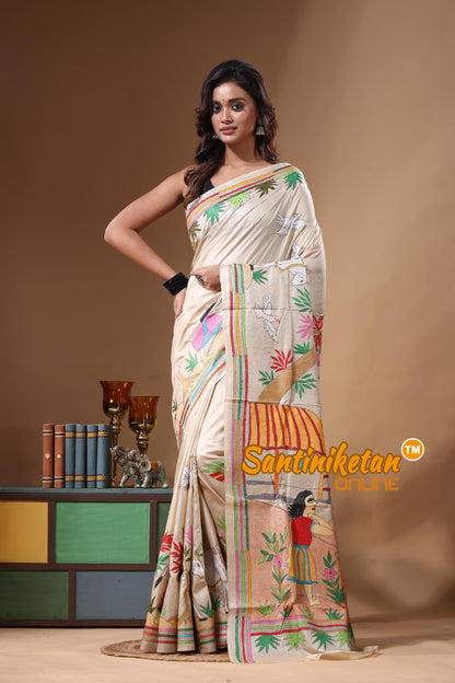 Pure Gachi Tussar Kantha Stitch Saree SN2631406