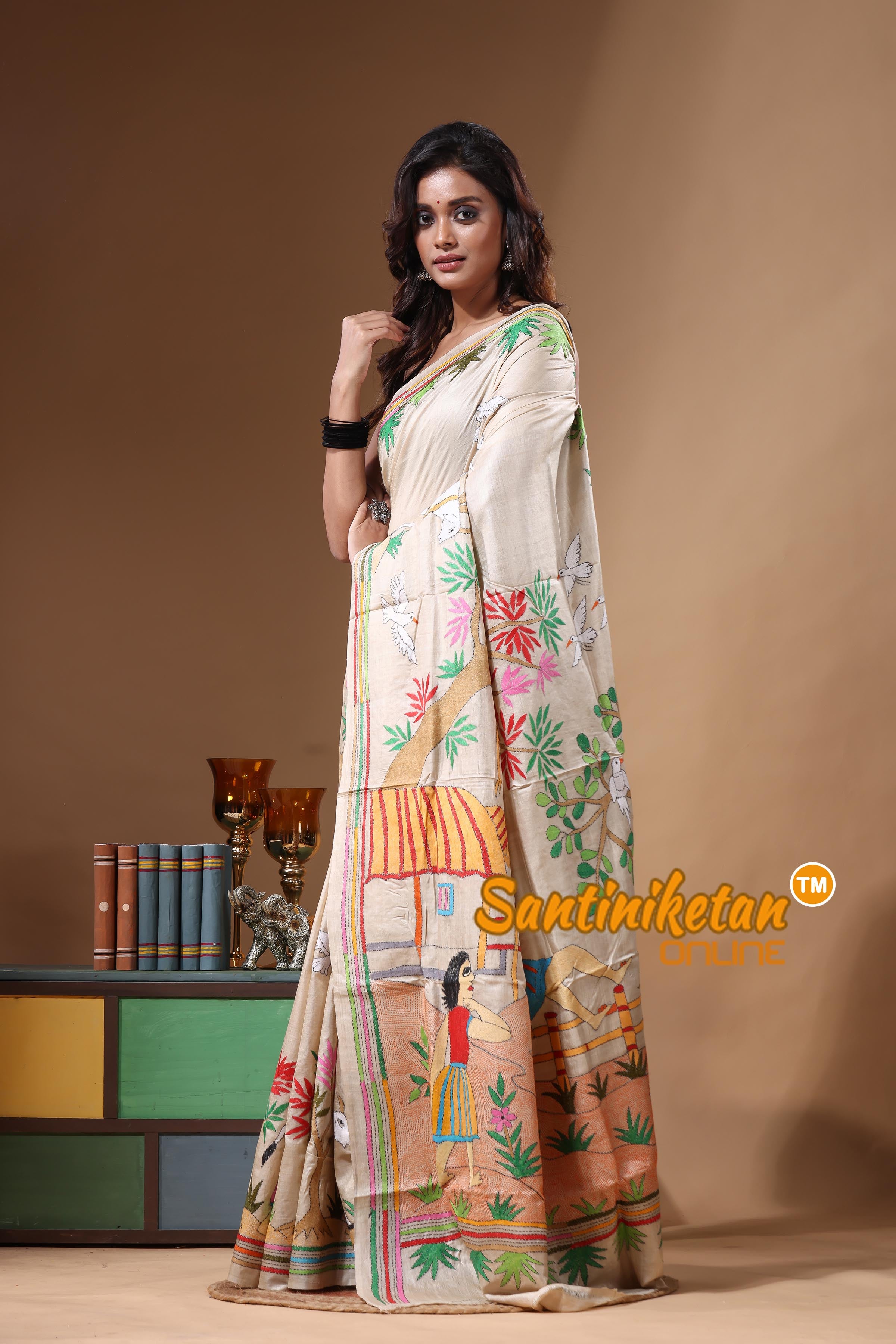 Pure Gachi Tussar Kantha Stitch Saree SN2631406
