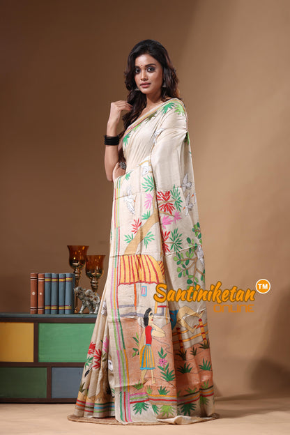 Pure Gachi Tussar Kantha Stitch Saree SN2631406