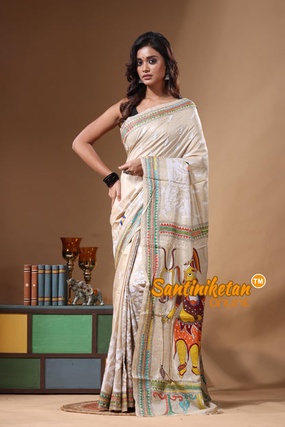 Pure Gachi Tussar Kantha Stitch Saree SN2631424