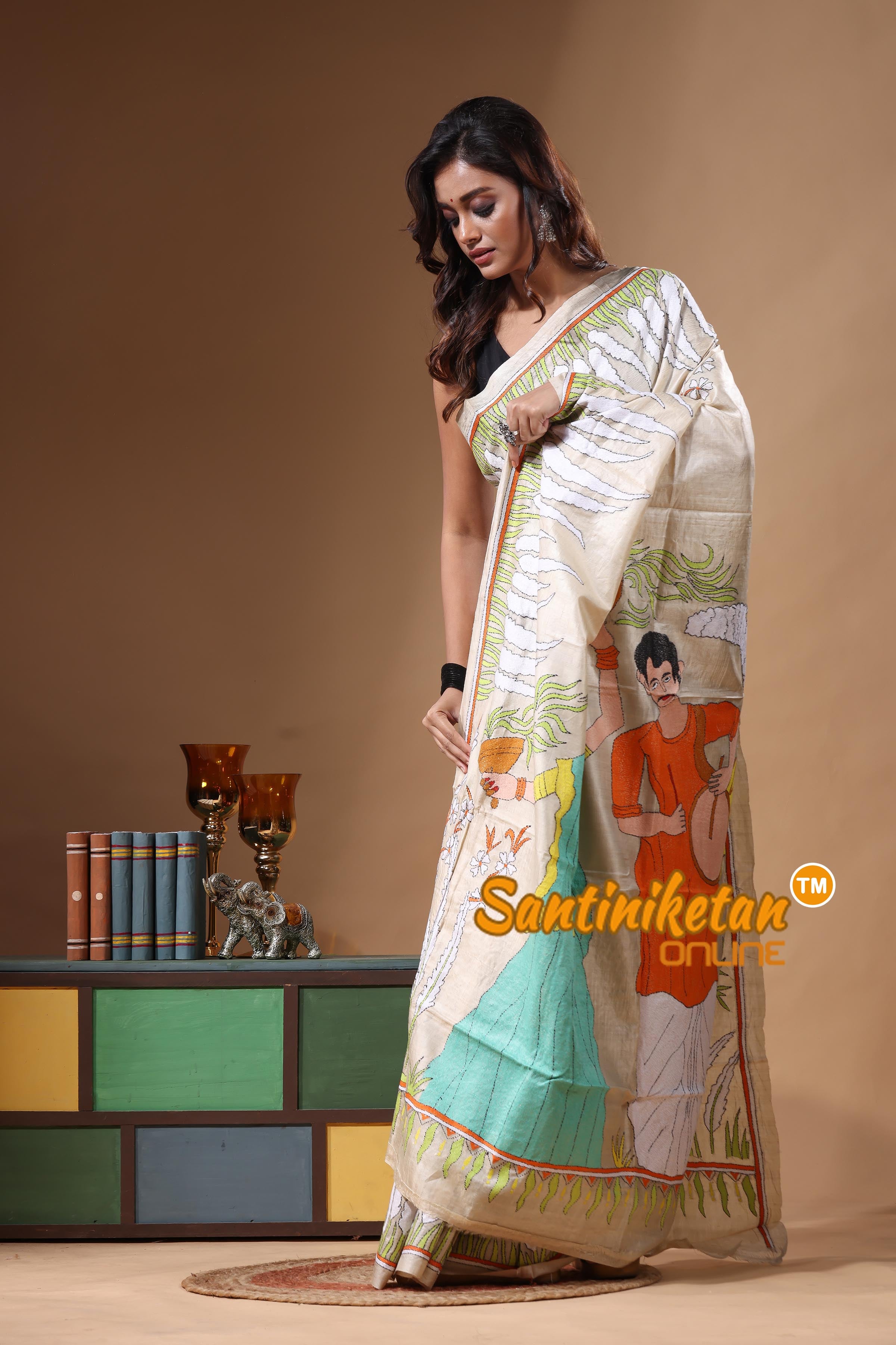Pure Gachi Tussar Kantha Stitch Saree SN2631434