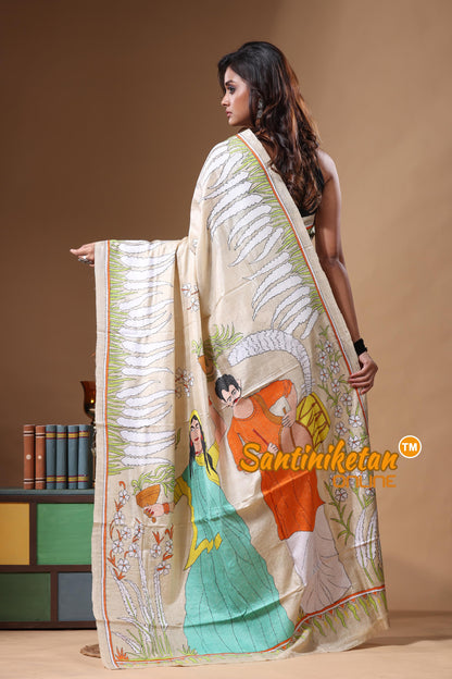 Pure Gachi Tussar Kantha Stitch Saree SN2631434