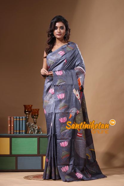 Dye Pure Gachi Tussar Kantha Stitch Saree SN2631439