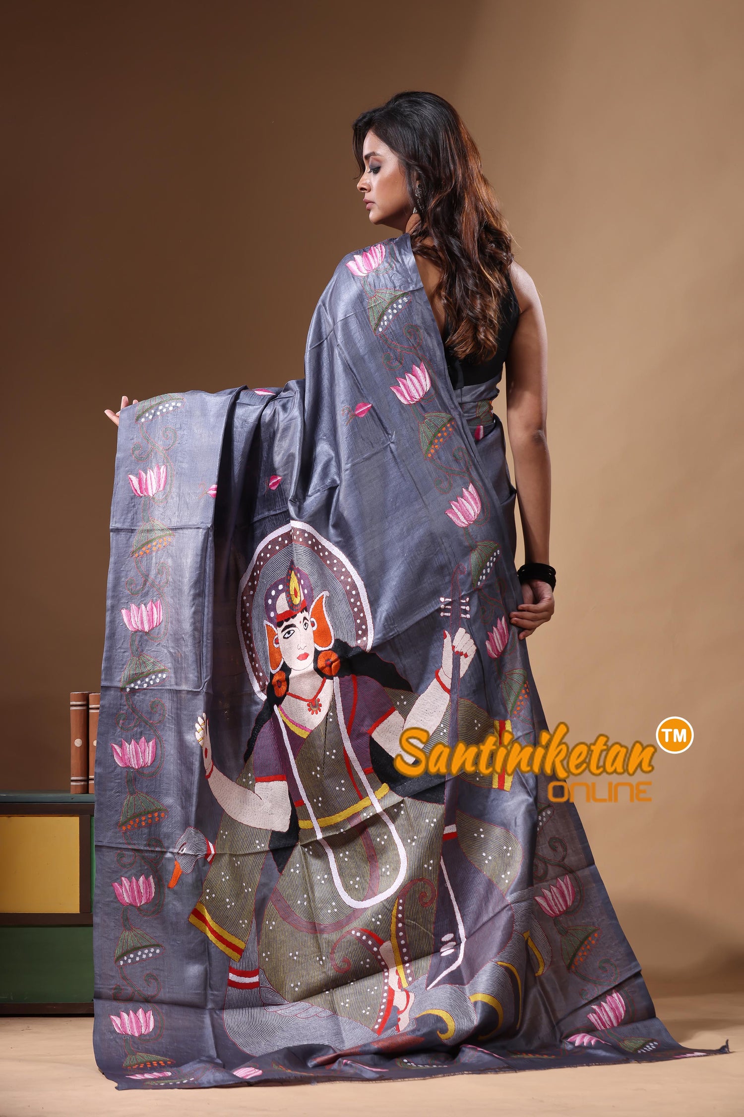 Dye Pure Gachi Tussar Kantha Stitch Saree SN2631439
