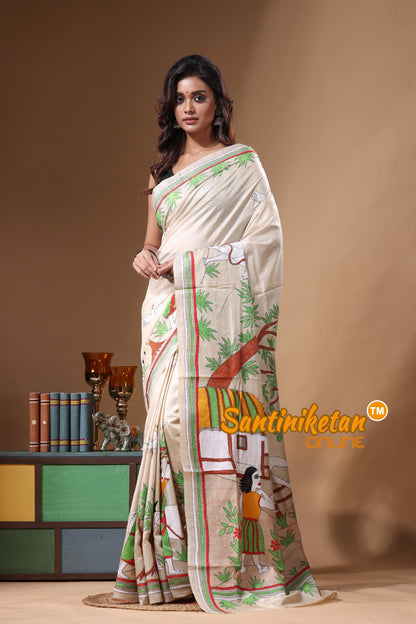 Pure Gachi Tussar Kantha Stitch Saree SN2631445