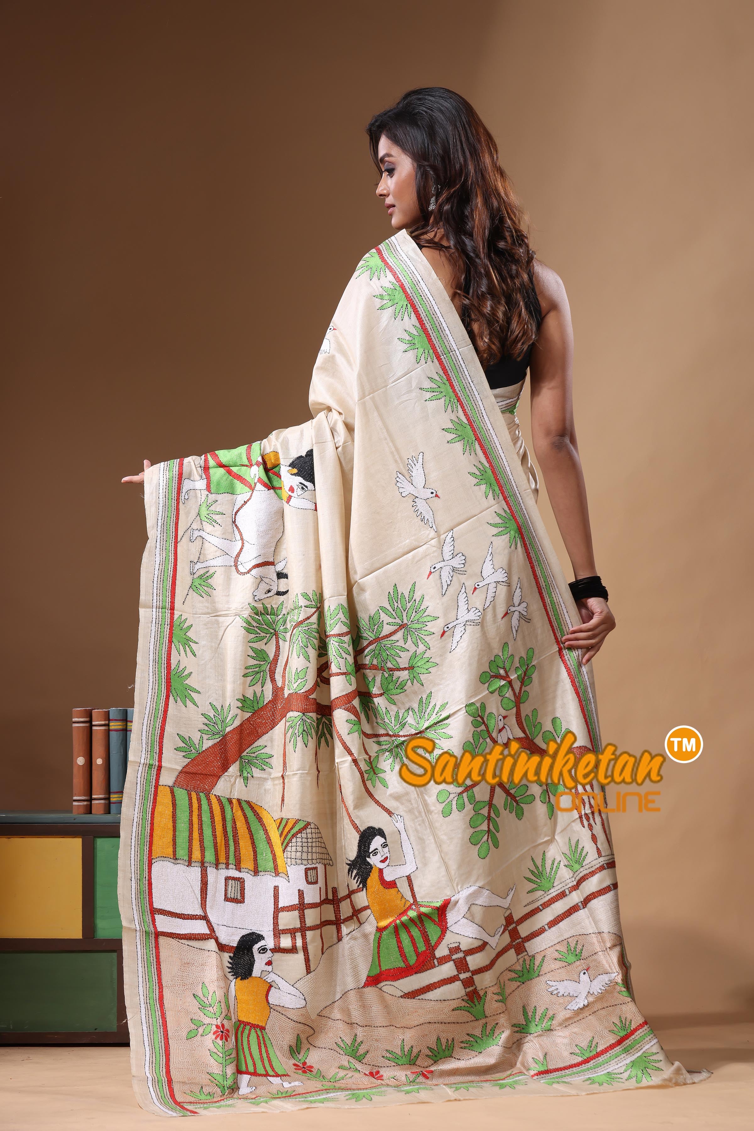 Pure Gachi Tussar Kantha Stitch Saree SN2631445