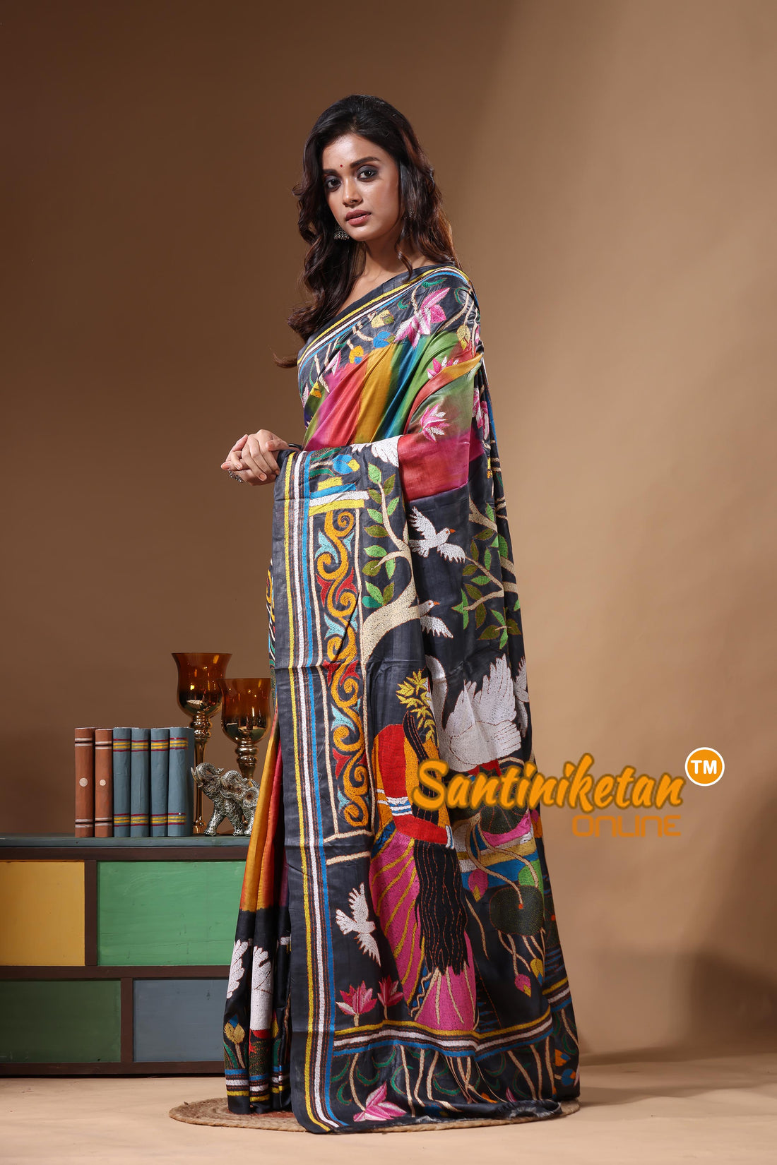 Dye Pure Gachi Tussar Kantha Stitch Saree SN2631451