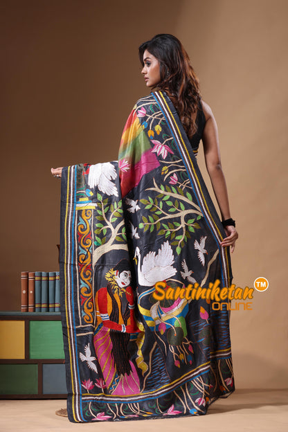 Dye Pure Gachi Tussar Kantha Stitch Saree SN2631451