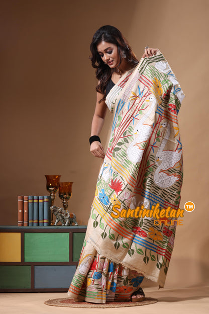 Pure Gachi Tussar Kantha Stitch Saree SN2631457