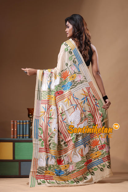 Pure Gachi Tussar Kantha Stitch Saree SN2631457